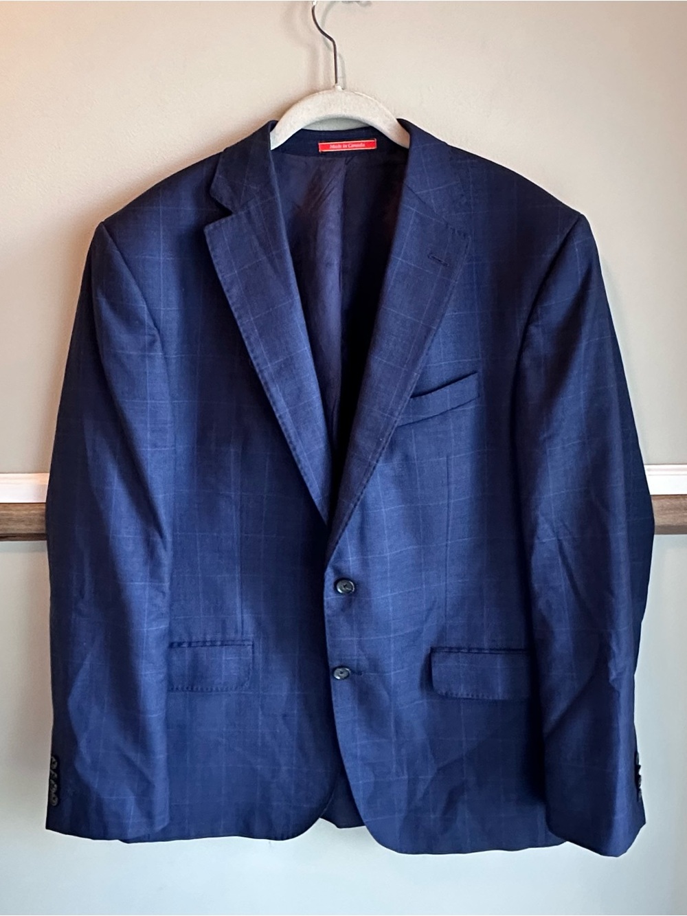 Cremieux Loro Piana Super 130s Wool Blazer Sport Coat Blue Windowpane